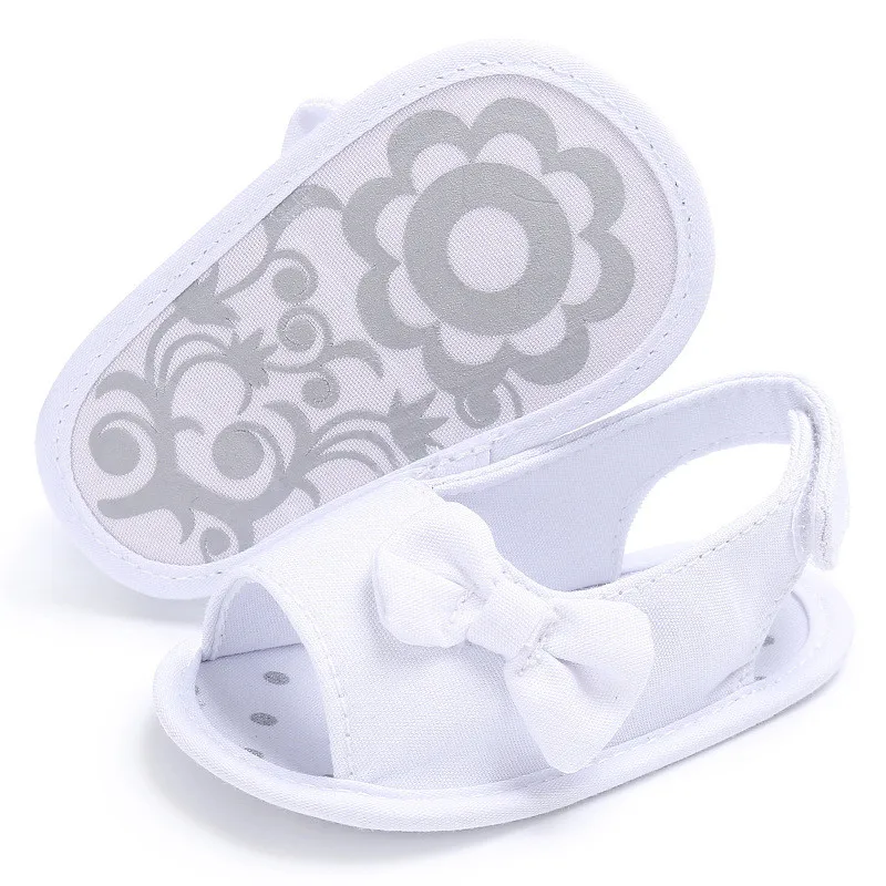 Летние сандалии для новорожденных девочек мягкая подошва обувь с бантом