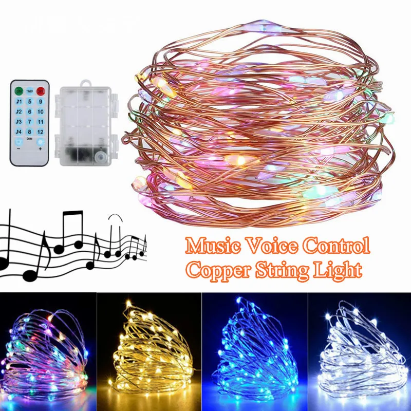 5 м 10 светодиодный светильник с музыкальным управлением медный провод s 12 режимов