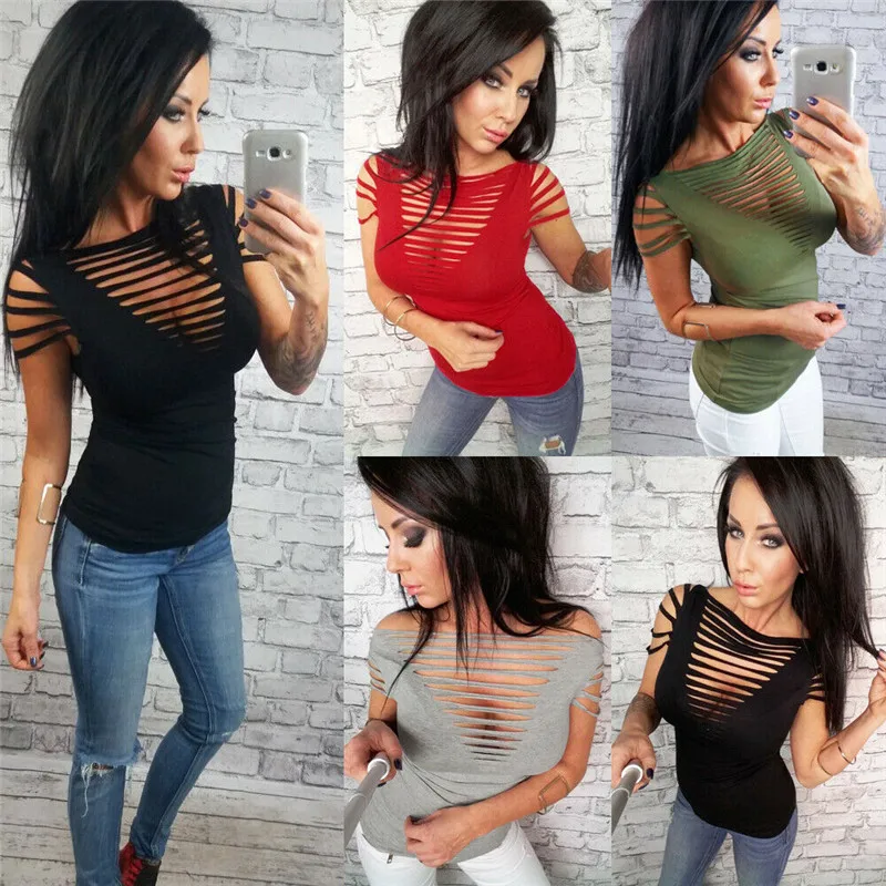 Женская футболка с вырезом летняя повседневная коротким рукавом | одежда