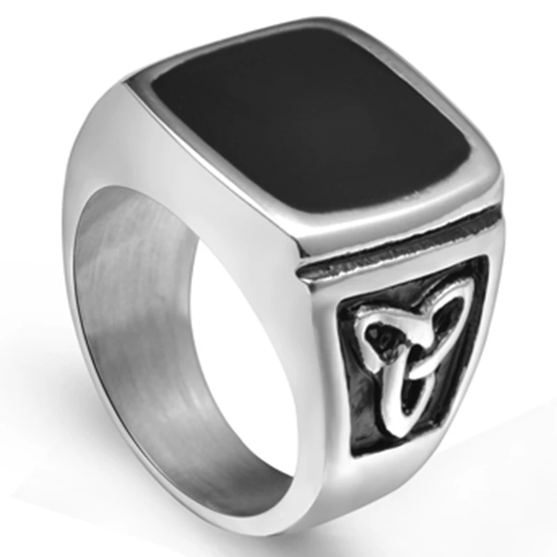 Фото Винтажное кольцо с эмалью из нержавеющей стали и черным ониксом Размеры 7 15|ring