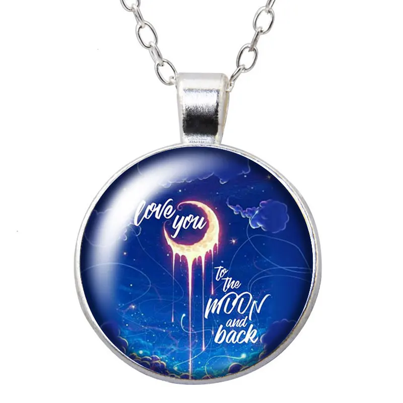 &quotI Love you to the Moon and Back&quot фото серебряного цвета/бронзовое ожерелье с подвеской