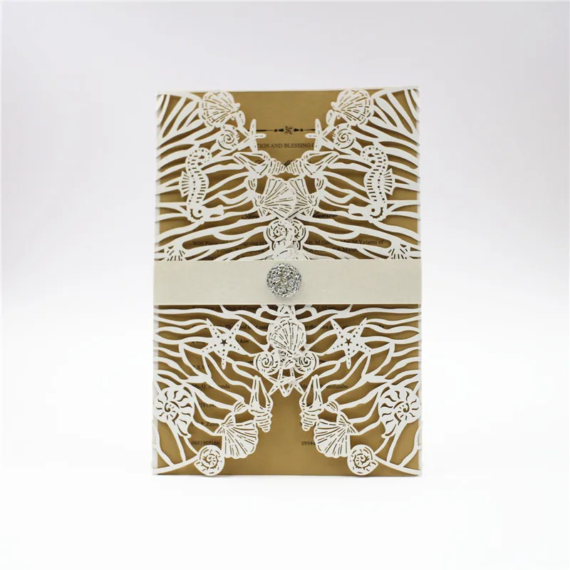 50pcs Laser Cut Shell Design Oceanic Theme Party Decorations Invitaions Cards To The Wedding Happy Birthday Sea Invitation | Дом и сад