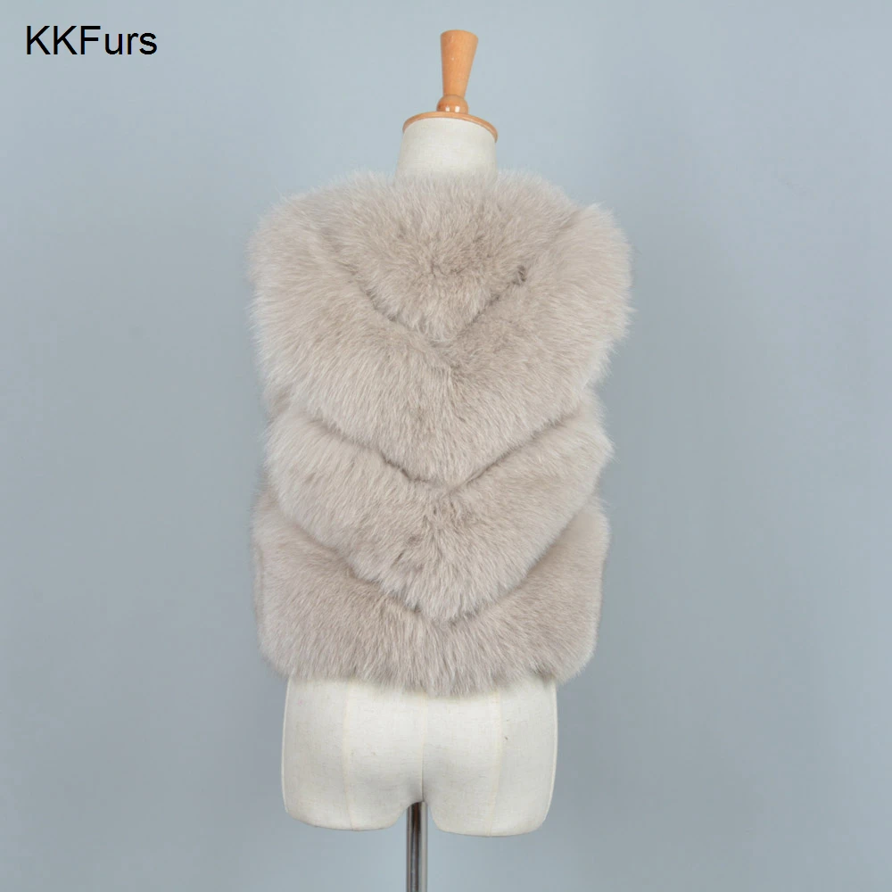 JKKFURS 2021 Новинка весны для женщин из натурального меха лисы жилет жилеты лисьего