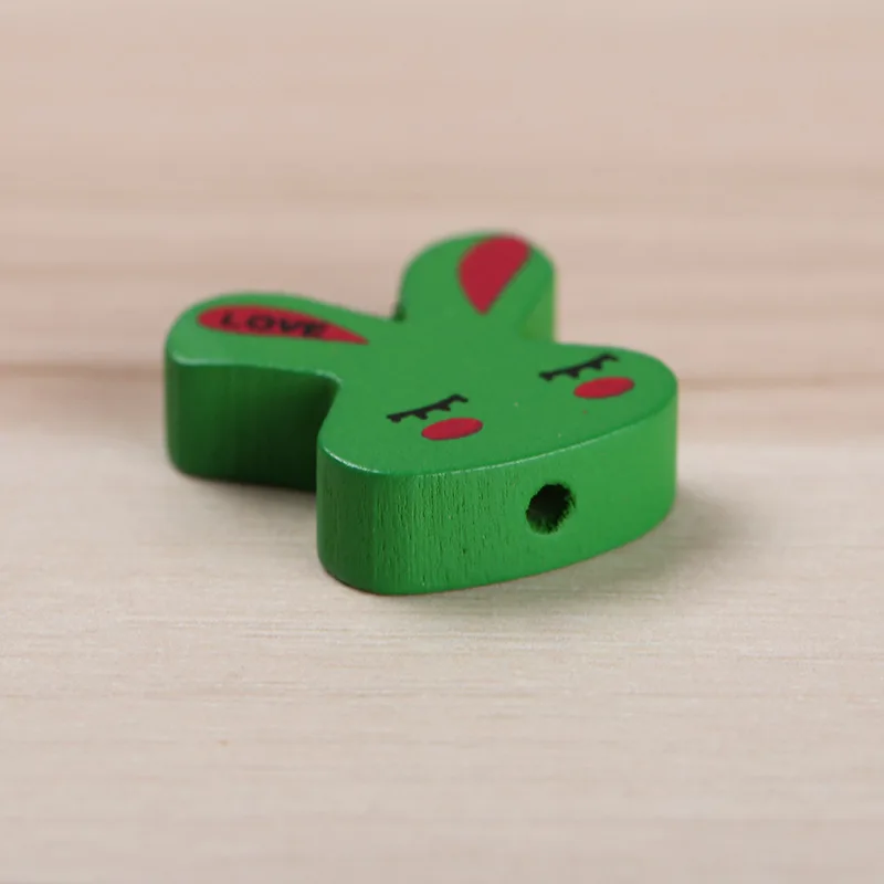

50pcs/lot Cute DoreenBeads Wood Spacer Beads Rabbit Mixed Rabbit Pattern Wood Craft MR 006