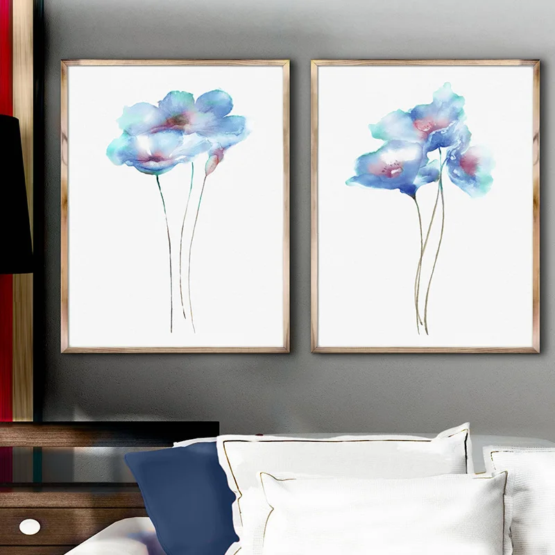 Картина на холсте в рамке Акварельная настенная Художественная печать Маки