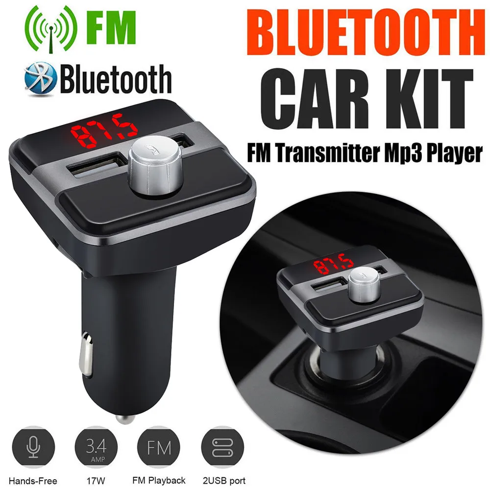 Беспроводной автомобильный mp3 плеер с Bluetooth fm передатчик радио ЖК дисплей 2 USB