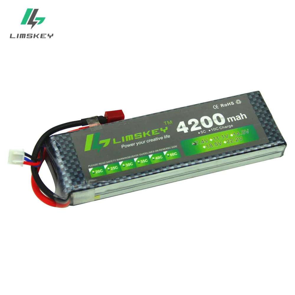 Аккумулятор Limskey POWER 7,4 В, 4200 мА · ч, 25C, 2S, LiPo, с разъемом T/XT60, для радиоуправляемого автомобиля, самолета, вертолета, 7,4 В, 4200 ма · ч, 2S, Lipo