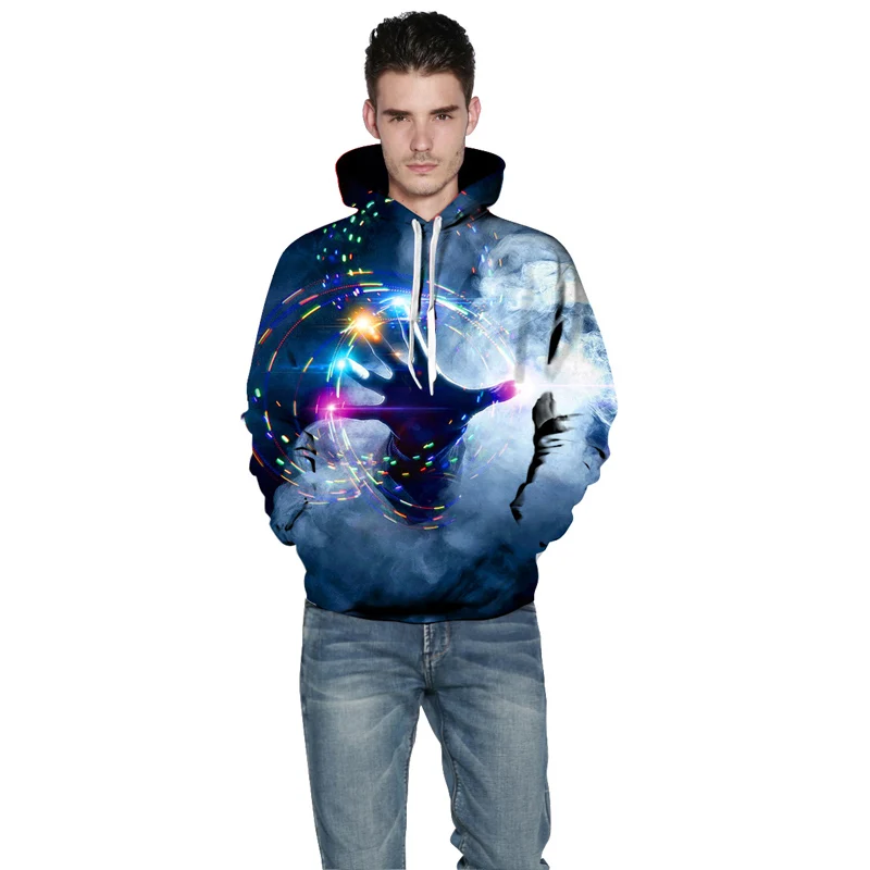 Толстовка мужская с длинным рукавом и 3D принтом свободного покроя|Мужские
