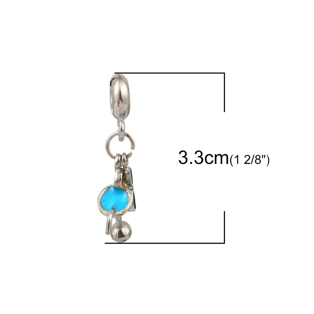 DoreenBeads цинковый сплав Европейский стиль большое отверстие бусы с подвеской