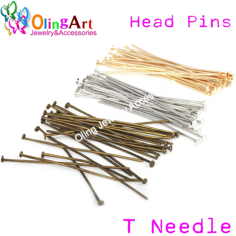 

OlingArt 100PCS/20G Head Pins mixed color KC gold /bronze/Rhodium plating DIY earrings Bracelet necklace jewelry making Findings