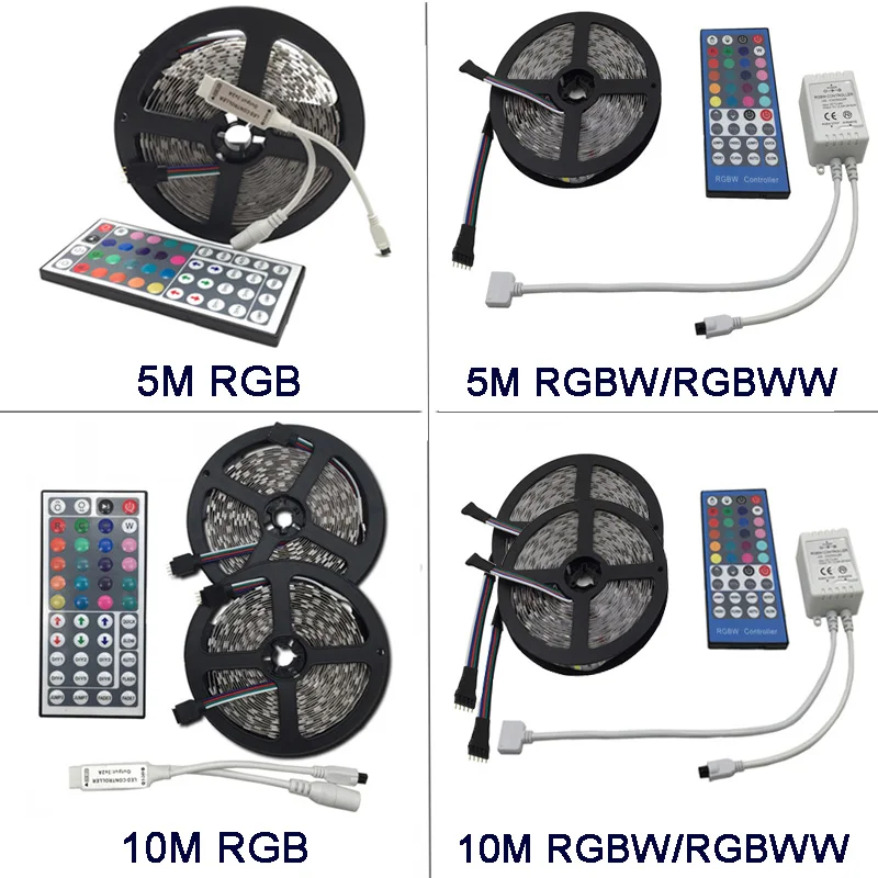 5 м 10 м водонепроницаемый светодиодный RGBW RGBWW RGB ленточный светильник SMD 5050 светильник с дистанционным управлением адаптер питания RGB Fita ленточная лампа светодиодный комплект лент