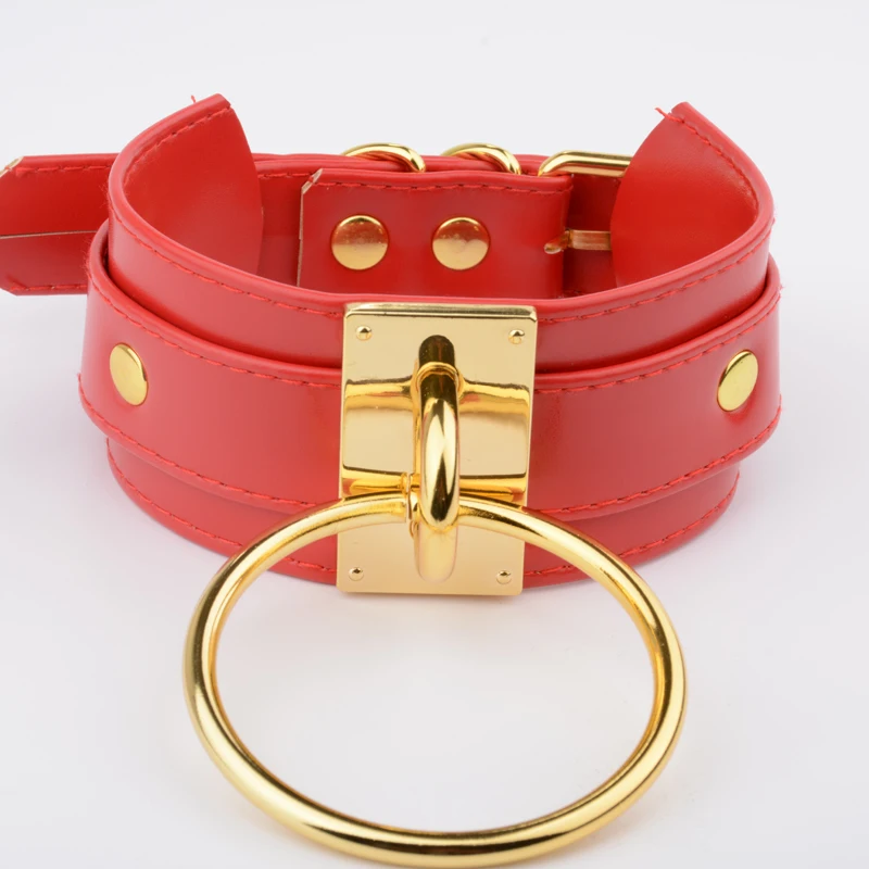 Ожерелье чокер ручной работы из искусственной кожи с круглым кольцом|Цепочки| |