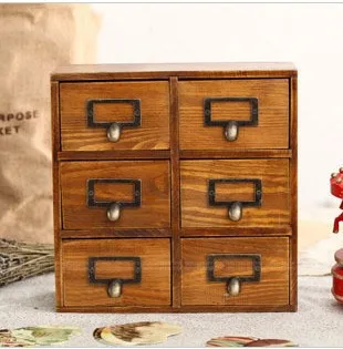 Шесть Коробка Старинные Домашнего Декора Деревянный Ящик Организатор Для