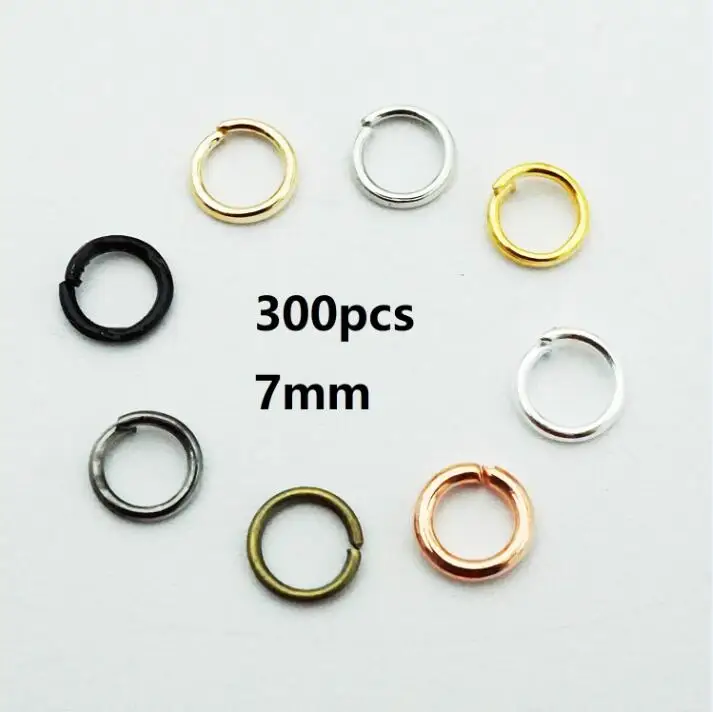Circle 300pcs 7mm 100 шт./лот застежка "Лобстер" крючок и 300 шт Открытый круг прыгающие кольца открытая одна петля для DIY ожерелье браслет Изготовление ювелирных изделий - Цвет: Circle 300pcs 7mm
