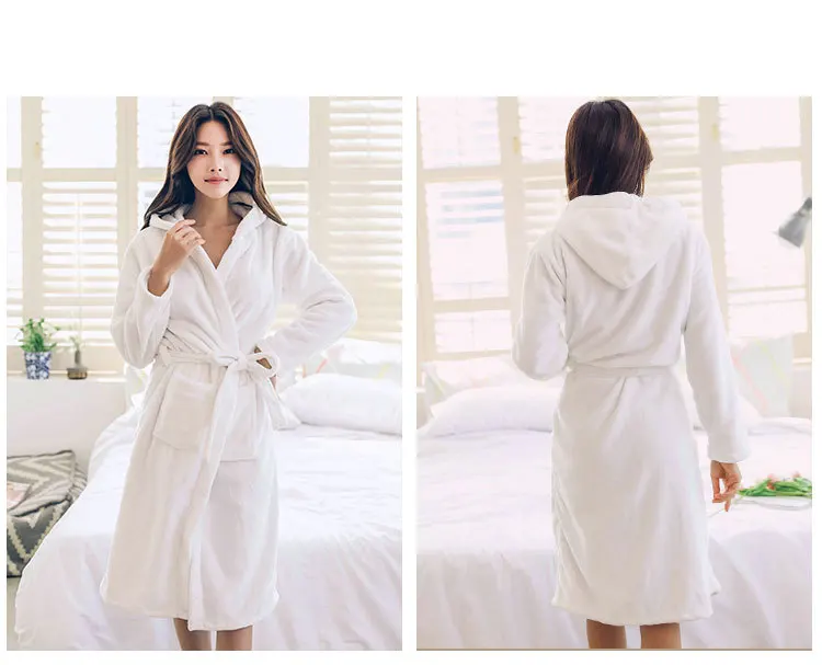 New Arrivals Soft Woman Robes Homewear Bathrobe Flannel Solid Color Nightwear Warm Leisure Wear Peignoir | Женская одежда
