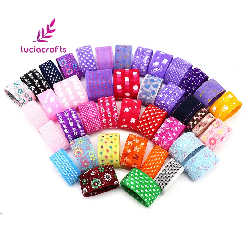 Lucia crafts 12y/24y 1y/style 10 40 мм случайная смешанная печать ленты из органзы головные