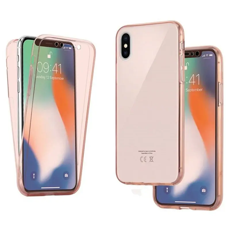 Rose Gold 360 Полный мягкий чехол для iPhone 11 Pro XS Max XR X 6 6s 7 8 Plus, прозрачный чехол из ТПУ для телефона iPhone 4, 4S, 5, 5S, se Etui - Цвет: Rose Gold