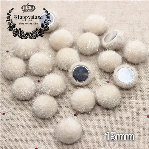 beige 50pcs 50 шт., 15 мм, смешанные цвета, покрытая тканью, круглая кнопка, плоская задняя часть, кабошон, пуговицы для домашнего шитья, сделай сам, скрапбук, аксессуары для рукоделия - Цвет: beige 50pcs