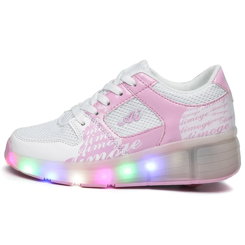 Eur27-37 Heelys Jazzy Junior для девочек и мальчиков светодиодный светильник обувь катания на