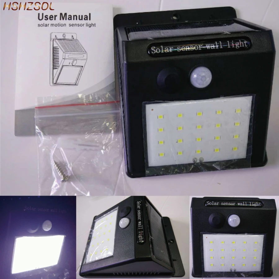 Светодиодный датчик движения PIR на солнечной батарее настенный светильник 12/16/20