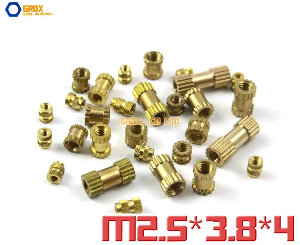 

300 Pieces M2.5 x 3.8 x 4mm (ID*OD*Length) Brass Knurl Nut Insert Round Nut Thumb Nut