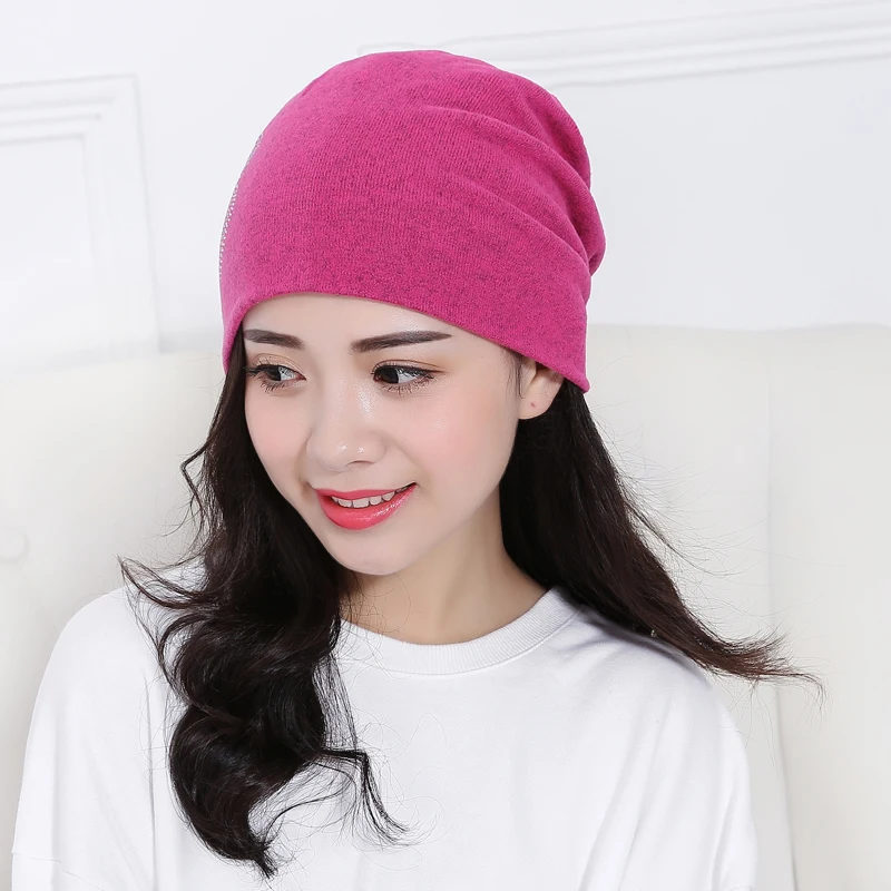 шапка женская алмазная осень и зима марка вязаная тюрбан цветы алмаз головные