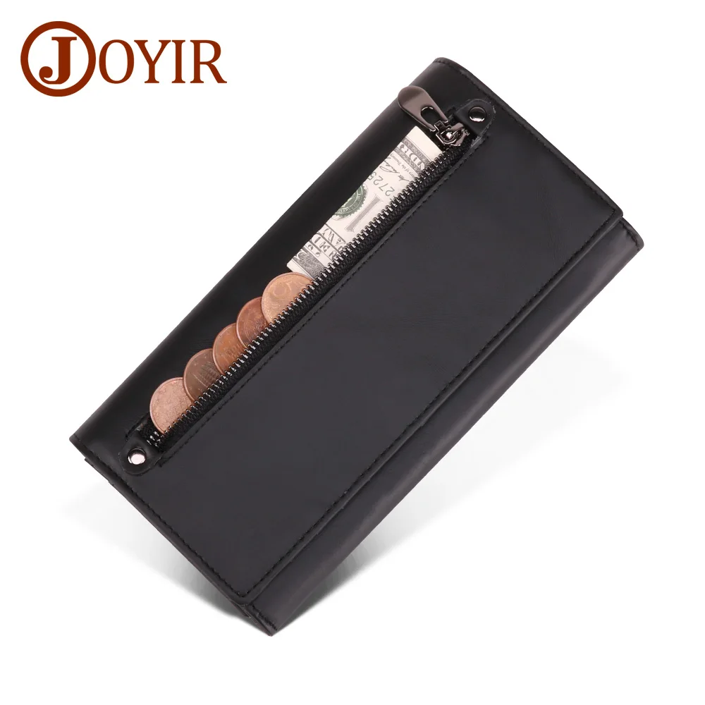 Black wallet Joyir из натуральной кожи Для женщин бумажник RFID сумочки брендовые кошельки бумажники мода женский держатель для карт чехол-кошелек для телефона - Цвет: Black wallet