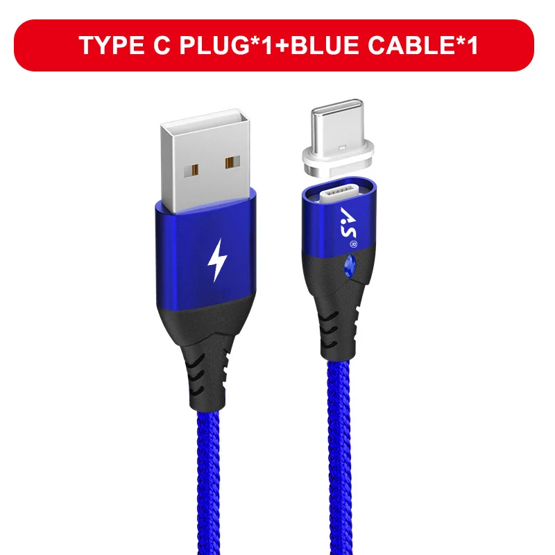 Магнитный кабель A.S, микро usb type C, супер быстрая зарядка для телефона, микро usb type-C, магнитное зарядное устройство usb c для iphone, huawei, xiaomi, для передачи данных - Цвет: Blue for Type C