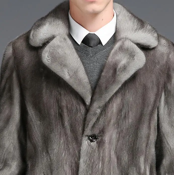 Шубы из искусственного меха норки мужские тренчи однобортное мужское меховое