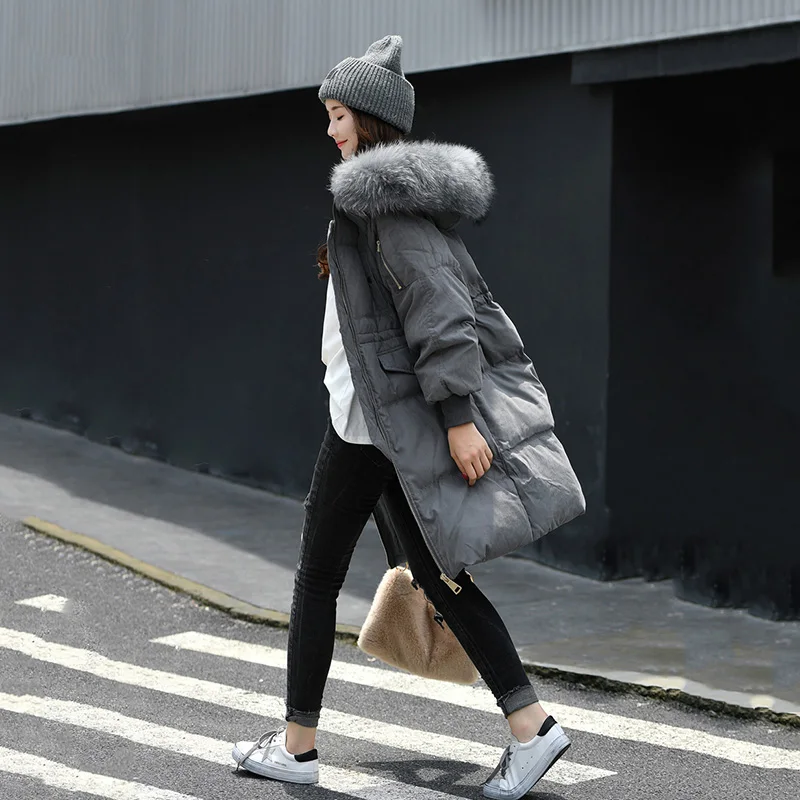 Пуховик зимняя женская парка 2018 Модный Новый пуховик для женщин средней длины