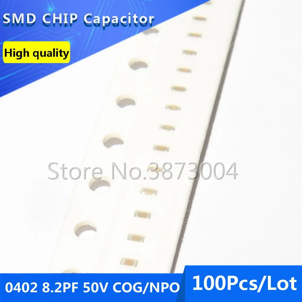 

100pcs 0402 8.2PF 50V COG/NPO 0.5% Thick Film Chip Multilayer Ceramic Capacitor