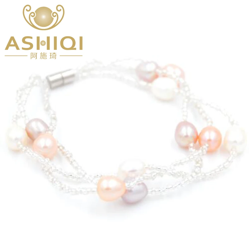Браслет ASHIQI из натурального пресноводного жемчуга браслеты с подвесками для