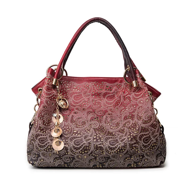 Новый роскошный выдалбливают Большая искусственная кожа Tote Сумки Для женщин