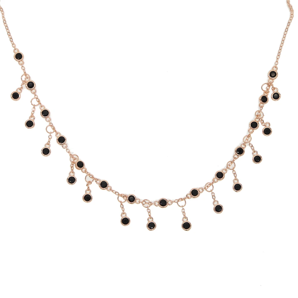 Черный cz розовое золото цвет кружевная цепочка колье ожерелье для женщин станция