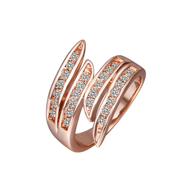 Женское вечерние ЦО с подвеской в виде крыла ангела розовое золото 18 карат|brand rings