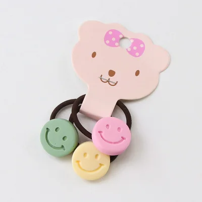 8 3Pcs/Set Good Quality Candy Colors Cartoon Acrylic Girls Elastic Rubber Bands Cute Hair Bands Ponytail Holder Hair Accessories - Цвет: 8