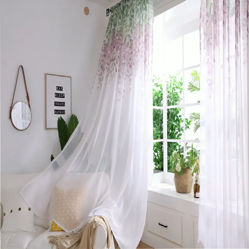 Тюль Шторы печатных современные цветы глицинии разделены гостиная спальня кухня