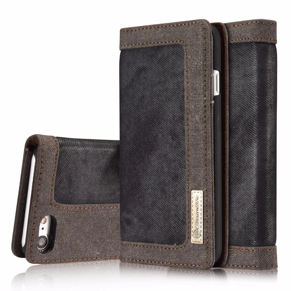 Brand Caseme 006 Rereo Denim Canvas Cloth Flip Cases For iPhone 5 5s 6 6s Plus 7 plus Card&ampCash Slots Wallet Capa Fundas | Мобильные