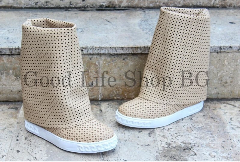 Бренд натуральной кожи holeboots каскад клинья свободного покроя дышащий колено