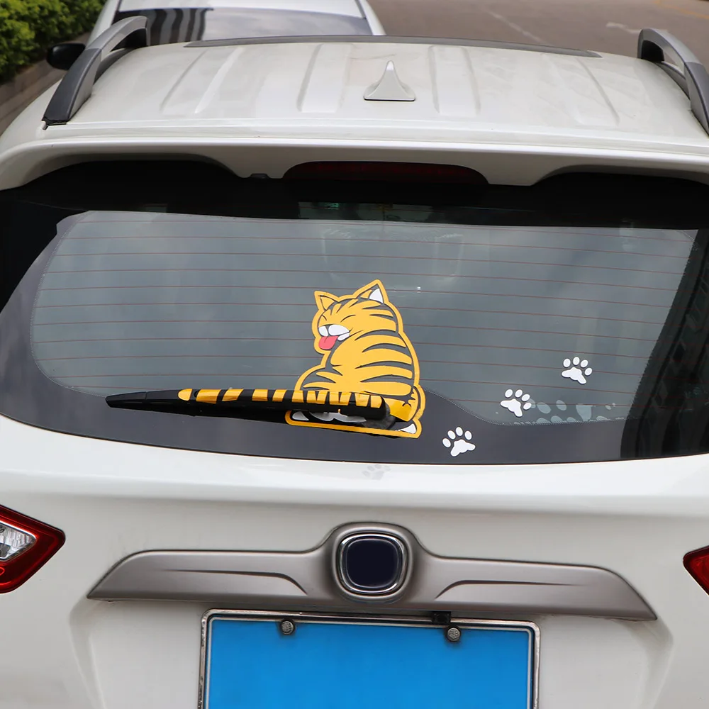 Забавный кот подвижный хвост автомобильные наклейки 3D Автомобильные отражающие
