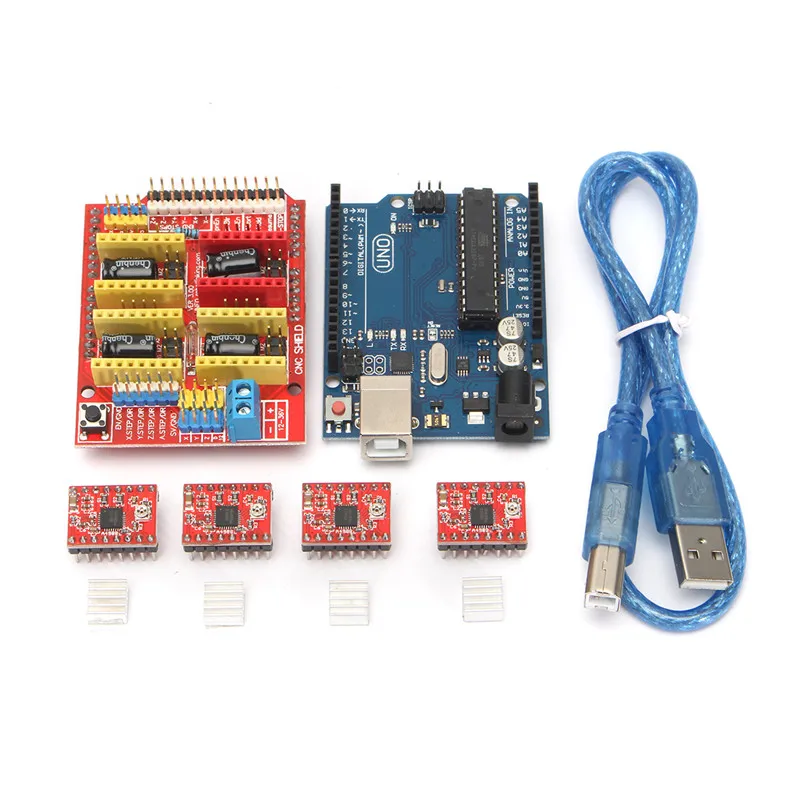3D комплект принтера для Arduino Щит с ЧПУ V3 + UNO R3 A4988 * 4 GRBL Совместимость прочное