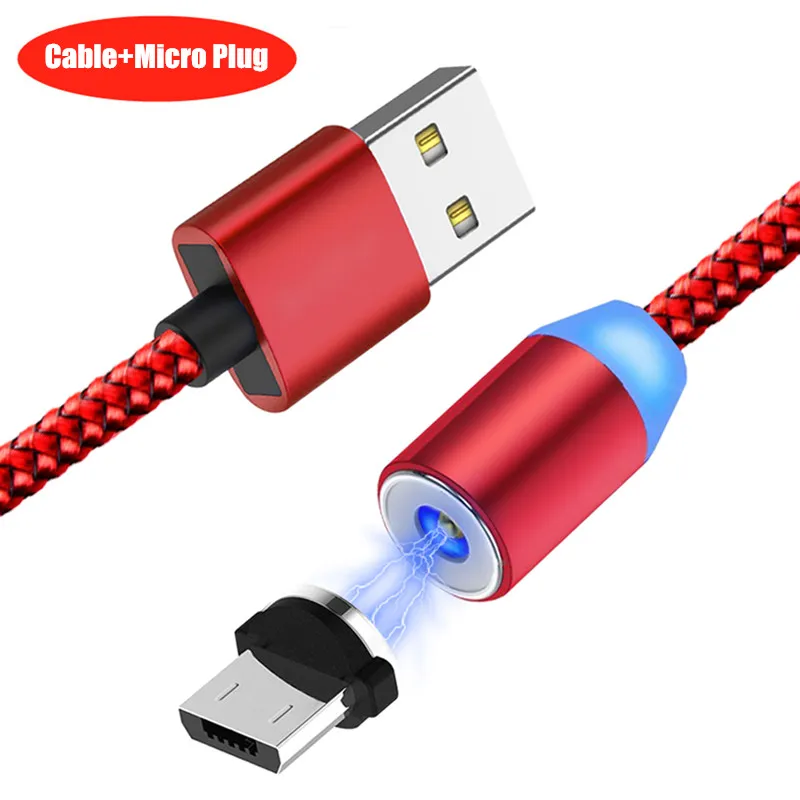 Red Micro Cable 20 шт./упак. NISI 1 м 2 Micro USB Магнитный кабель Lightning для iPhone samsung 8Pin IOS Тип-C Порты светодиодный телефона зарядный кабель 3 в 1 - Цвет: Red Micro Cable