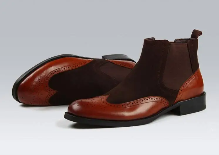 Обувь с перфорацией типа броги мужская деловая повседневная обувь высоким