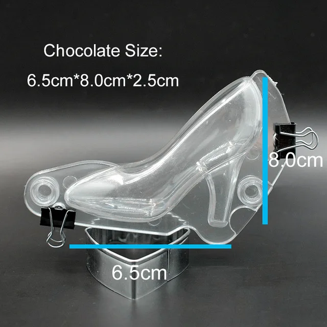 small high heel 3D формы для шоколада, конфет, поликарбонатные пластиковые формы для выпечки, кондитерских изделий, тортов, инструменты, лотки для шоколадной формы, Рождественские Формы - Цвет: small high heel