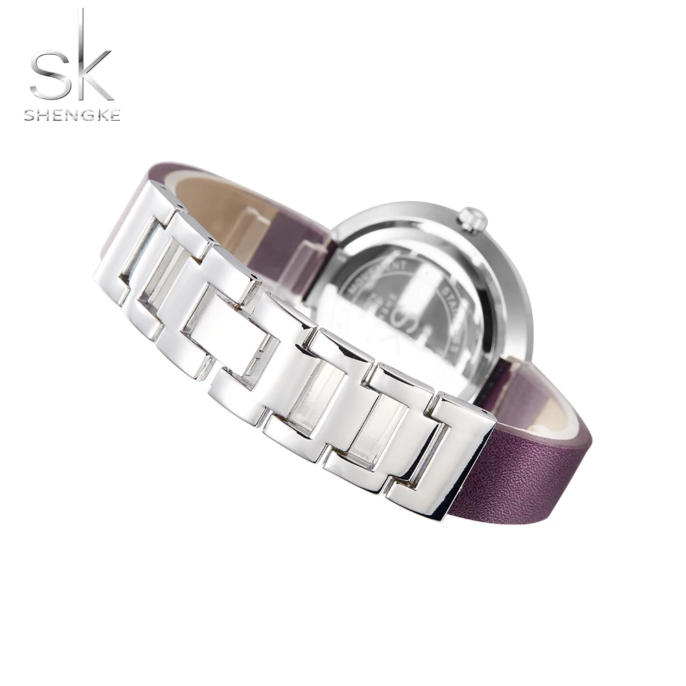 SK золотые кварцевые часы с бриллиантами и кожаным ремешком женские брендовые