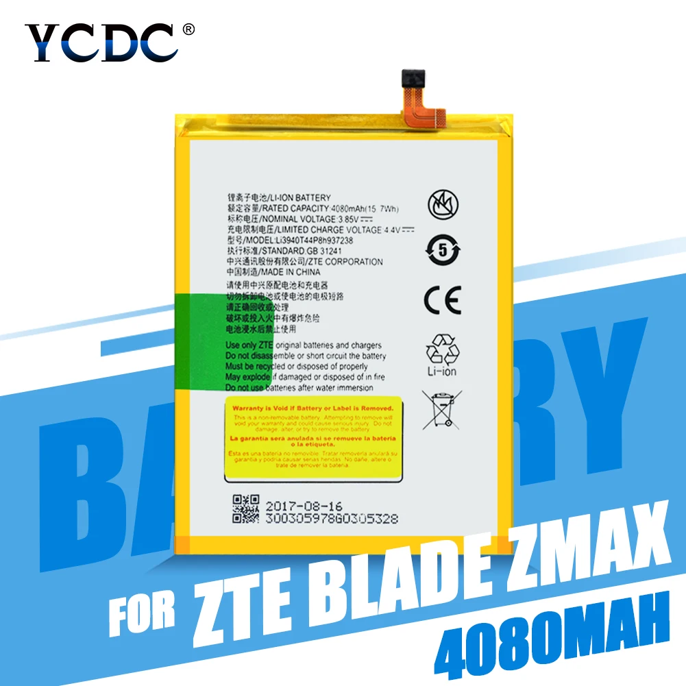 Запасная батарея Li3940T44P8h937238 литиевая для ZTE Blade Z982 Z MAX ZMAX 4080mAh полимерный Мобильный