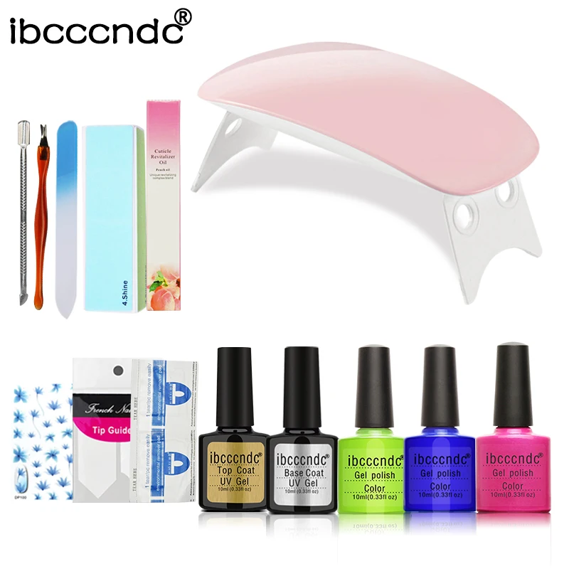 6 Вт мини светодиодная лампа 3 вида цветов Гель лак для ногтей УФ основа верхнее