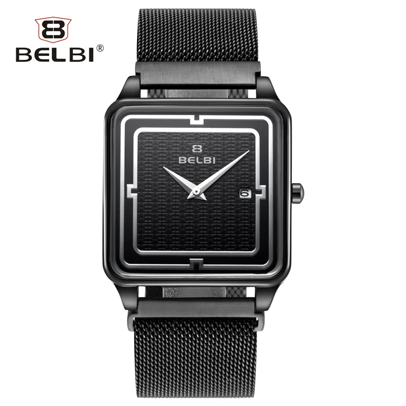 BELBI 2018 Новый Для мужчин часы Бизнес модные спортивные кварцевые из нержавеющей