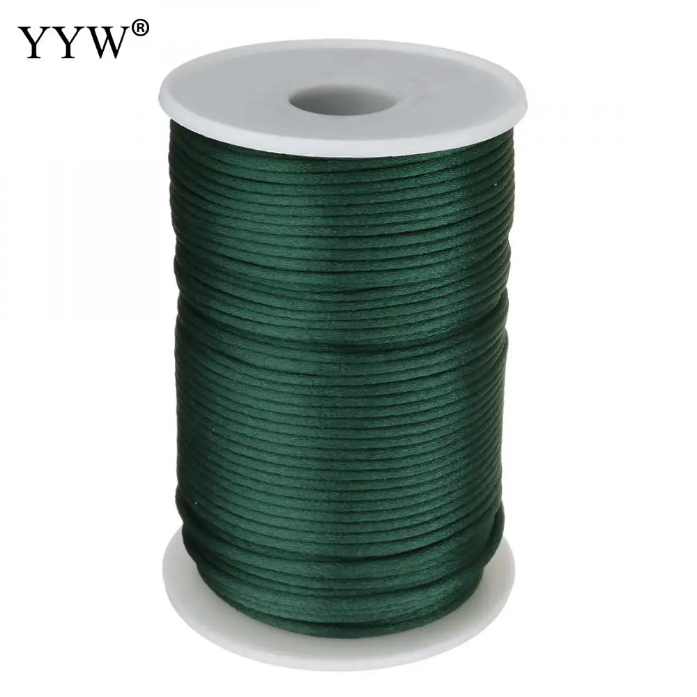 dark green 24 цвета, 100 ярдов/шт, 2 мм, смешанный нейлоновый сатиновый шнур, шелковистый шнур макраме, Плетенный бисером, браслет, нить - Цвет: dark green