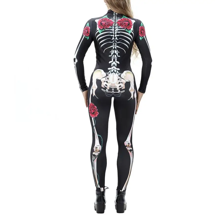 Новинка 2018 женский сексуальный комбинезон с принтом в виде костяных роз модный